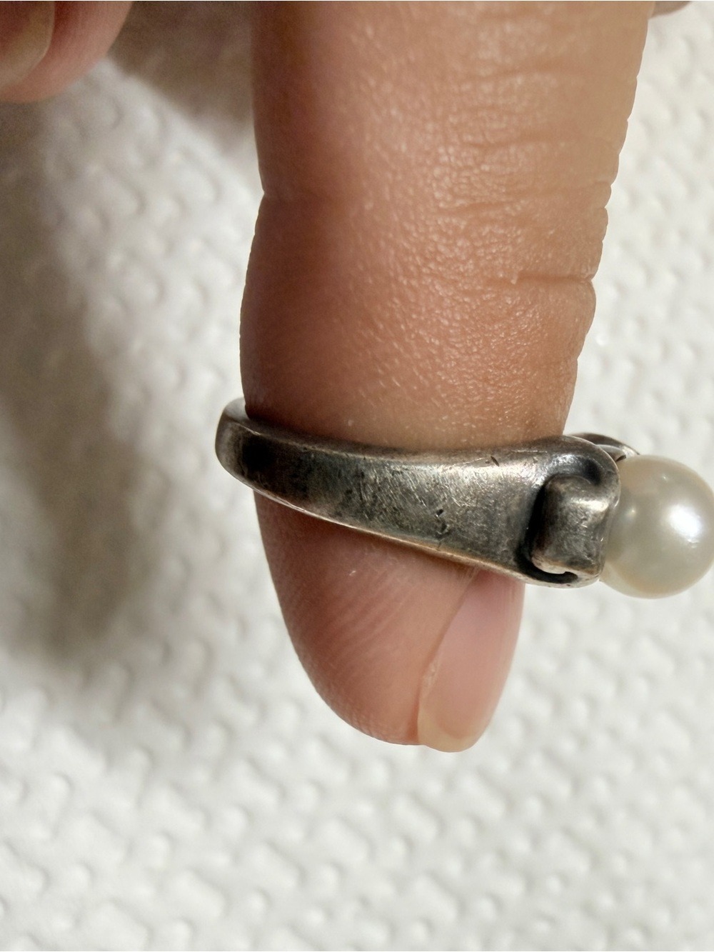 Vintage RETIRED James Avery 925 Silver Scrolled Pearl Ring Sz6 - Picture 7 of 10